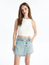 LC Waikiki Women's Standard Fit Plain Jean Shorts Skirt